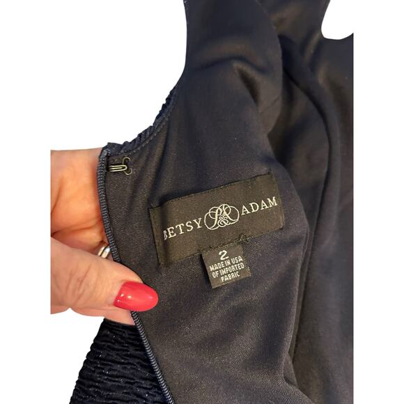 Betsy & Adam Navy Cocktail Dress with Jeweled Neckline -  Size 2 - Picture 3 of 13